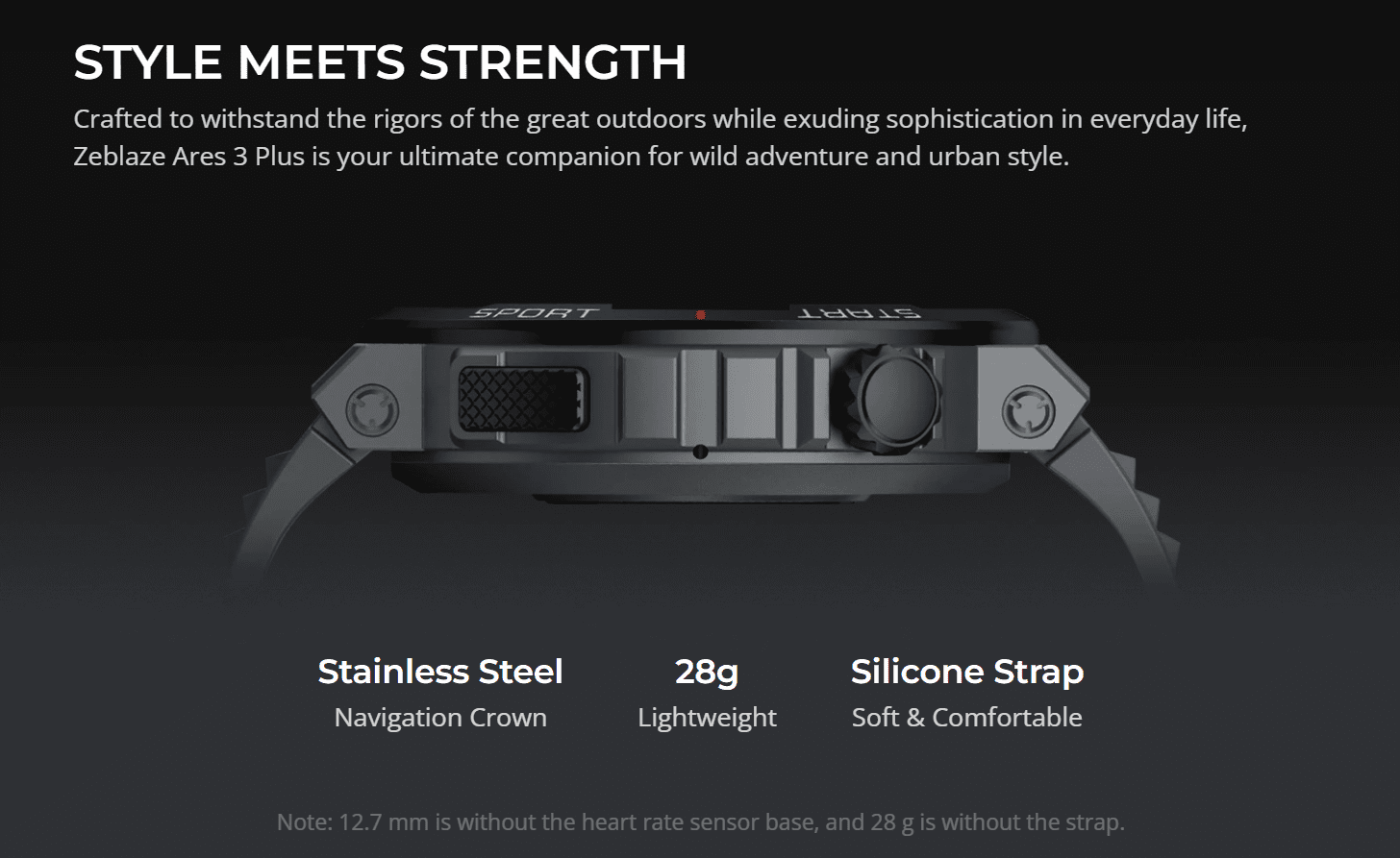 Zeblaze Ares 3 Plus Stainless Steel Design and Strap